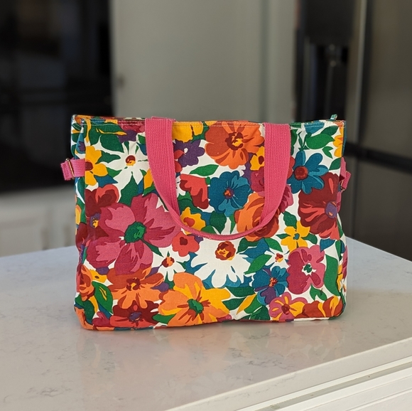 Holiday Fair Multicolor Floral Tote Travel Shopping Handbag - Picture 3 of 15